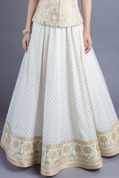 Shop_Abhishek Gupta_Gold Jacket Brocade Lehenga Chanderi Lining Shantoon Embroidery And Set _Online_at_Aza_Fashions