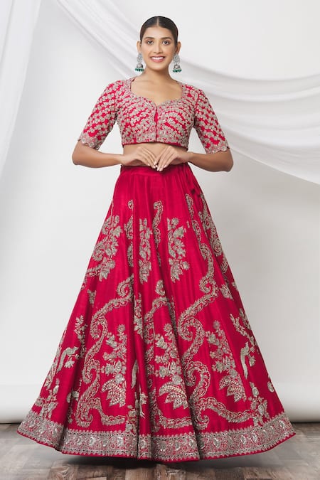 JAYANTI REDDY Floral Embroidered Lehenga Set 