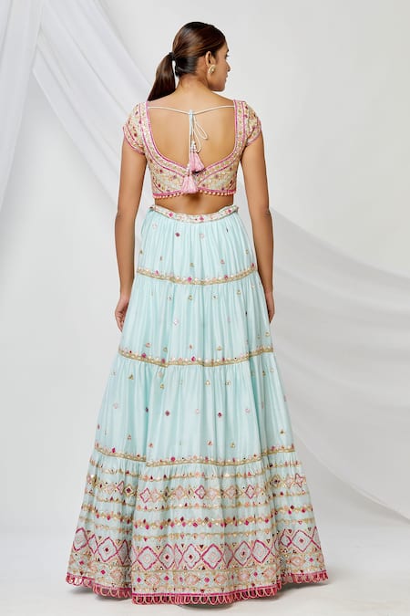 Tamanna Punjabi Kapoor Embroidered Tiered Bridal Lehenga Set 