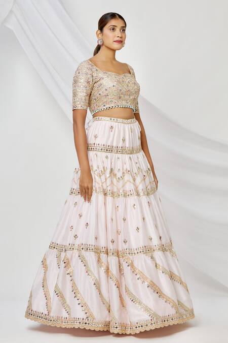 Tamanna Punjabi Kapoor_White Sweetheart Neck Embroidered Bridal Lehenga Set _Online_at_Aza_Fashions