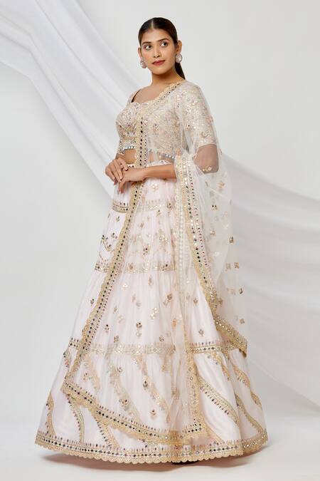 Buy_Tamanna Punjabi Kapoor_White Sweetheart Neck Embroidered Bridal Lehenga Set _Online_at_Aza_Fashions