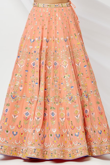 Tamanna Punjabi Kapoor Peach Sweetheart Neck Embroidered Bridal Lehenga Set at Aza Fashions Tamanna Punjabi Kapoor_Peach Sweetheart Neck Embroidered Bridal Lehenga Set _at_Aza_Fashions