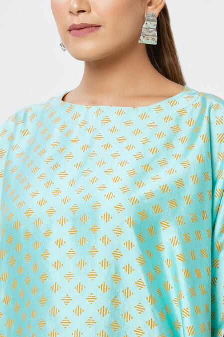 Shop_Rachana Ved_Pink Printed Geometric Motifs U Neck Kurta And Pant Set  _Online_at_Aza_Fashions