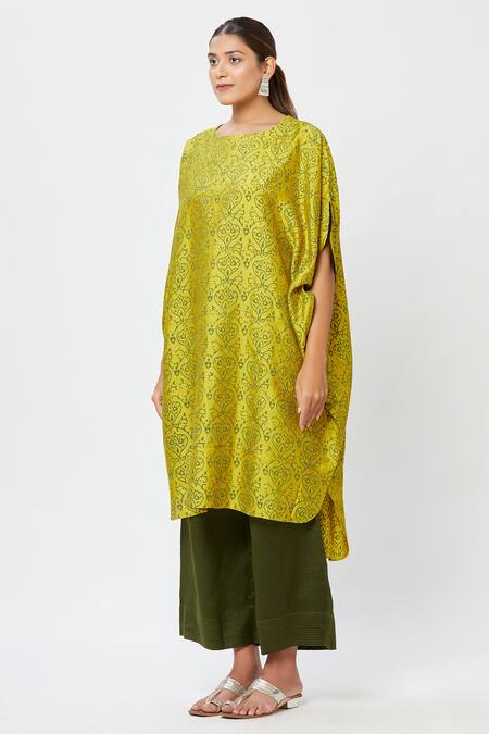 Buy_Rachana Ved_Green Printed U Neck Kurta And Pant Set  _Online_at_Aza_Fashions