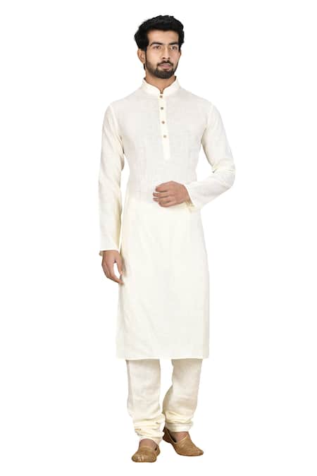 Buy_Nayantara Couture_White Linen, Cotton, Silk Kurta Set _Online_at_Aza_Fashions