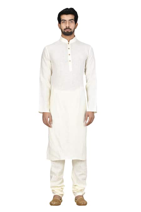 Nayantara Couture_White Linen, Cotton, Silk Kurta Set _Online_at_Aza_Fashions