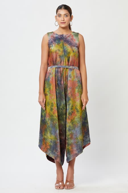 Rachana Ved_Multi Color Round Tie And Dye Jumpsuit _Online_at_Aza_Fashions