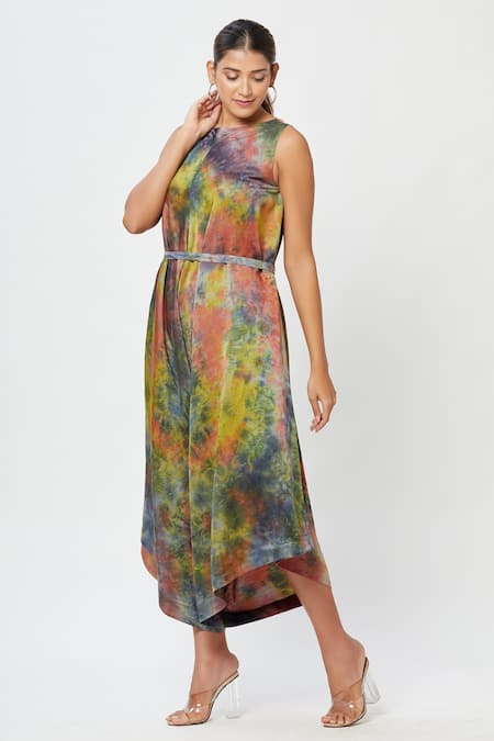 Buy_Rachana Ved_Multi Color Round Tie And Dye Jumpsuit _Online_at_Aza_Fashions