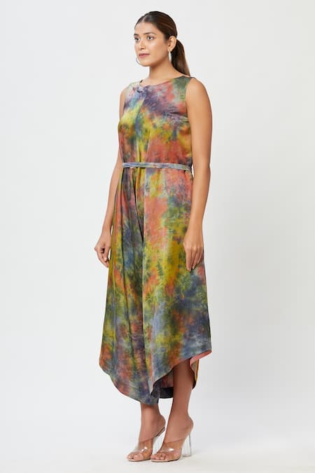 Shop_Rachana Ved_Multi Color Round Tie And Dye Jumpsuit _Online_at_Aza_Fashions