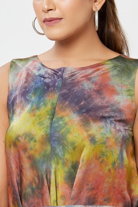 Rachana Ved_Multi Color Round Tie And Dye Jumpsuit _at_Aza_Fashions