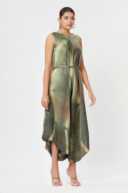 Rachana Ved_Green Round Tie And Dye Jumpsuit _Online_at_Aza_Fashions
