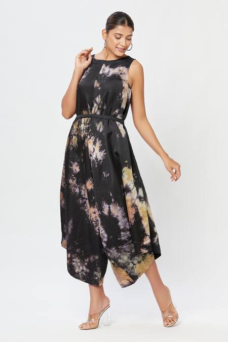 Buy_Rachana Ved_Black Round Tie And Dye Jumpsuit _Online_at_Aza_Fashions