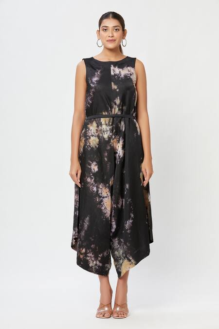 Shop_Rachana Ved_Black Round Tie And Dye Jumpsuit _Online_at_Aza_Fashions