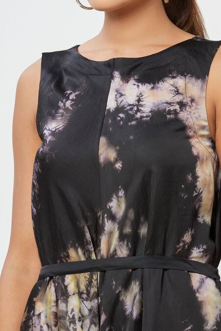 Rachana Ved_Black Round Tie And Dye Jumpsuit _at_Aza_Fashions