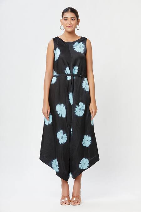 Rachana Ved_Black Round Tie And Dye Jumpsuit _Online_at_Aza_Fashions