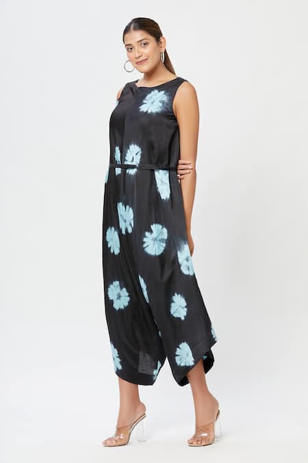 Buy_Rachana Ved_Black Round Tie And Dye Jumpsuit _Online_at_Aza_Fashions