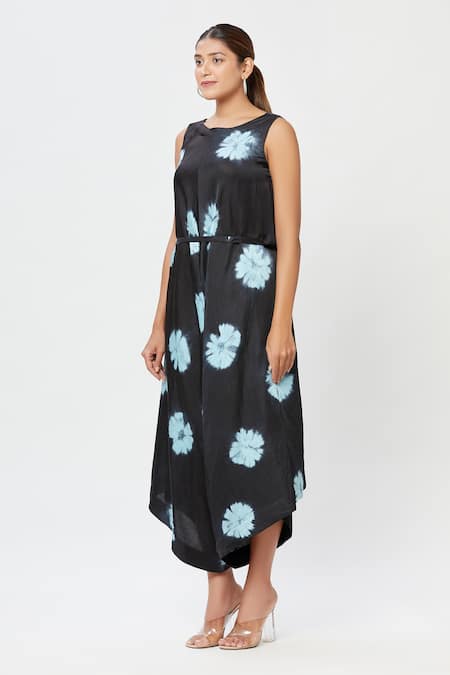 Shop_Rachana Ved_Black Round Tie And Dye Jumpsuit _Online_at_Aza_Fashions