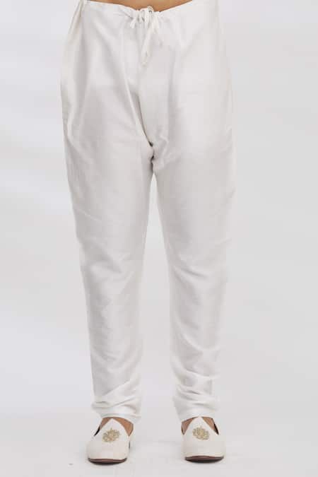 Aham-Vayam_White Cotton Thread Kurta And Pant Set_at_Aza_Fashions