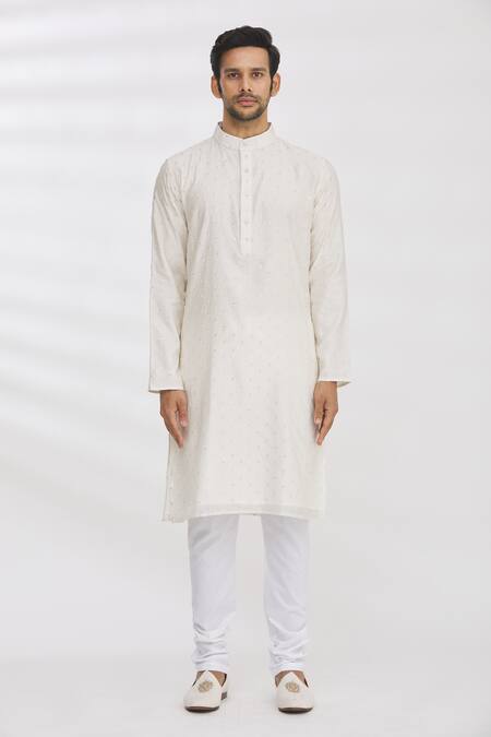 Buy Aham-Vayam White Cotton Sequin And Thread Kurta & Pant Set Online at Aza Fashions Buy_Aham-Vayam_White Cotton Sequin And Thread Kurta & Pant Set _Online_at_Aza_Fashions