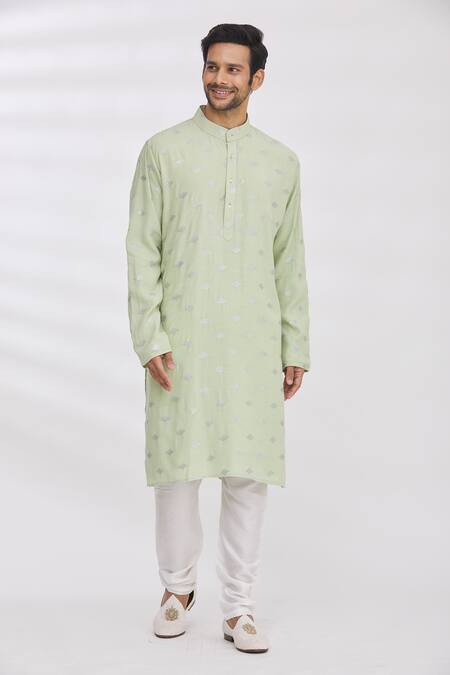 Buy Aham-Vayam Green Cotton Sequin And Thread Kurta & Pant Set Online at Aza Fashions Buy_Aham-Vayam_Green Cotton Sequin And Thread Kurta & Pant Set _Online_at_Aza_Fashions