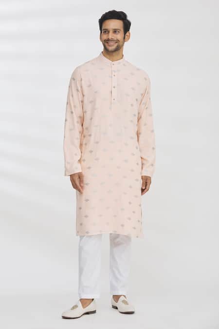 Buy Aham-Vayam Peach Cotton Sequin And Thread Kurta & Pant Set Online at Aza Fashions Buy_Aham-Vayam_Peach Cotton Sequin And Thread Kurta & Pant Set _Online_at_Aza_Fashions