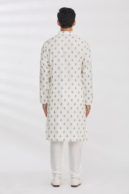 Shop Aham-Vayam White Cotton Sequin And Thread Kurta & Pant Set at Aza Fashions Shop_Aham-Vayam_White Cotton Sequin And Thread Kurta & Pant Set _at_Aza_Fashions