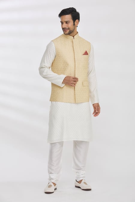 APAGE presents Agape Cream Nehru Jacket available only at Fashion Edit  India.