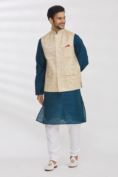 Aham-Vayam Silk Blend Nehru Jacket 