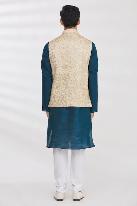 Aham-Vayam Silk Blend Nehru Jacket 