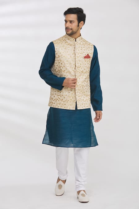 Aham-Vayam Silk Blend Nehru Jacket 