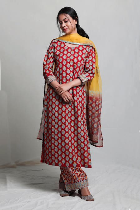 Abbaran Hand Block Print Kurta Set 