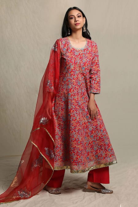 Abbaran Block Print Anarkali Set 