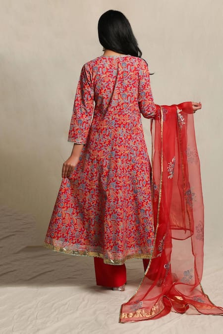 Abbaran Block Print Anarkali Set 