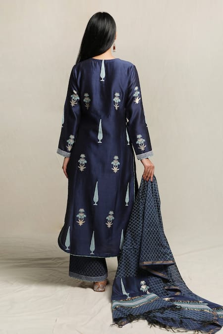 Abbaran  Block Print Chanderi Kurta Set 