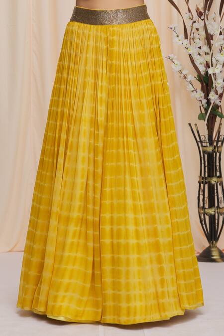 Yoshita Couture_Yellow Border Satin, Lehenga And Blouse Georgette, Sunny Tie Dye Set With _at_Aza_Fashions