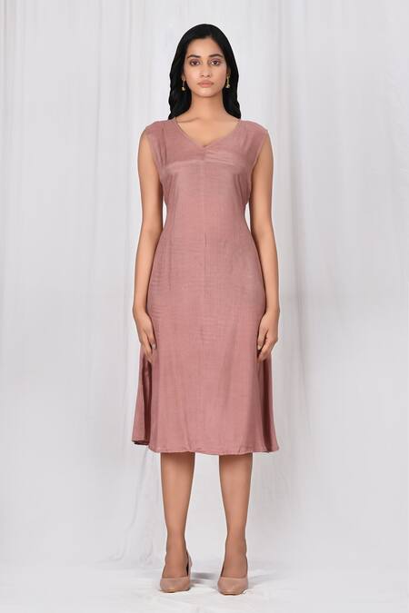 Shop_Naintara Bajaj_Pink Silk Blend Embroidered Tie Up Dress_Online_at_Aza_Fashions