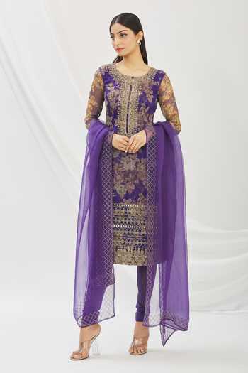 Floral Print Kurta Churidar Set 