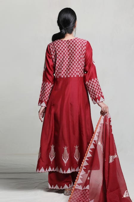 Abbaran Foil Block Print Anarkali Set 