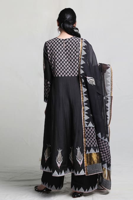 Abbaran Foil Block Print Anarkali Set 