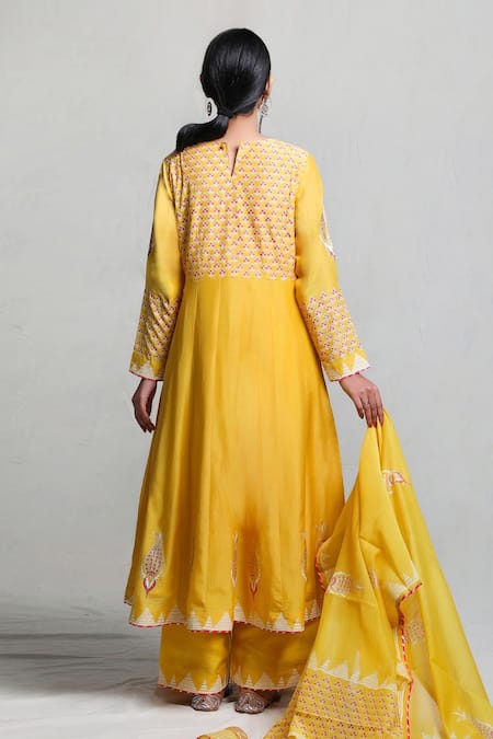 Abbaran Foil Block Print Anarkali Set 