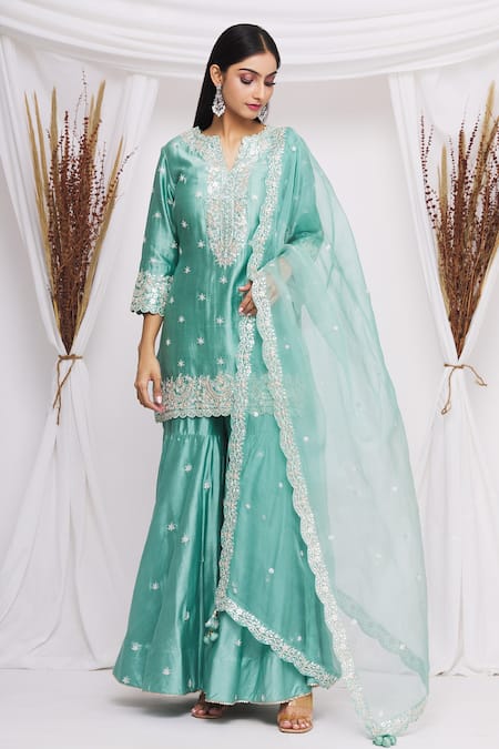 Surbhi Shah Floral Embroidered Kurta Sharara Set