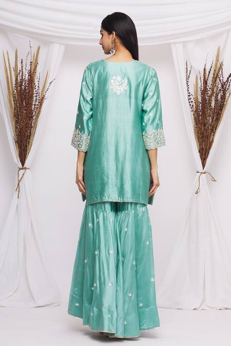 Surbhi Shah Floral Embroidered Kurta Sharara Set