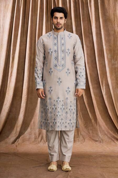 Buy Rar Studio Blue Handloom Chanderi Aari , Patra Kurta And Pant Set Online at Aza Fashions Buy_Rar Studio_Blue Handloom Chanderi Aari , Patra Kurta And Pant Set_Online_at_Aza_Fashions