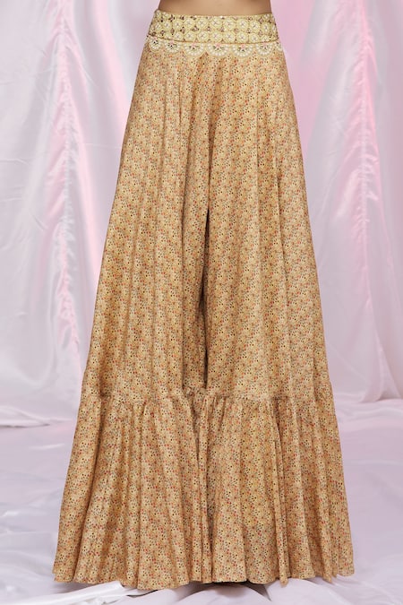 Shop Petticoat Lane By Divya Yellow Organza, Chanderi Floral Motifs Cape Open, Kurta Printed Sharara With Online at Aza Fashions Shop_Petticoat Lane By Divya_Yellow Organza, Chanderi Floral Motifs Cape Open, Kurta Printed Sharara With _Online_at_Aza_Fashions