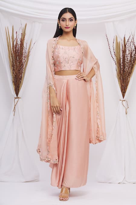 Surbhi Shah Embroidered Cape With Lehenga Set 