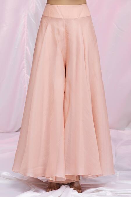 Shop Petticoat Lane By Divya Pink Organza, Chanderi Floral, Sequin Embroidered Peplum Kurta And Sharara Set Online at Aza Fashions Shop_Petticoat Lane By Divya_Pink Organza, Chanderi Floral, Sequin Embroidered Peplum Kurta And Sharara Set _Online_at_Aza_Fashions