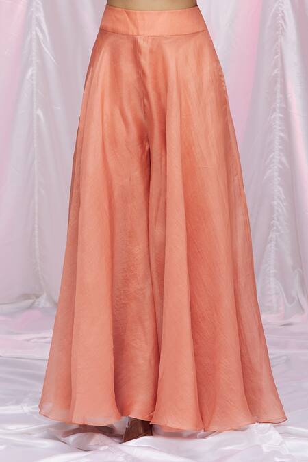 Shop Petticoat Lane By Divya Orange Organza, Chanderi Plain V Neck Peplum Kurta Sharara Set Online at Aza Fashions Shop_Petticoat Lane By Divya_Orange Organza, Chanderi Plain V Neck Peplum Kurta Sharara Set _Online_at_Aza_Fashions