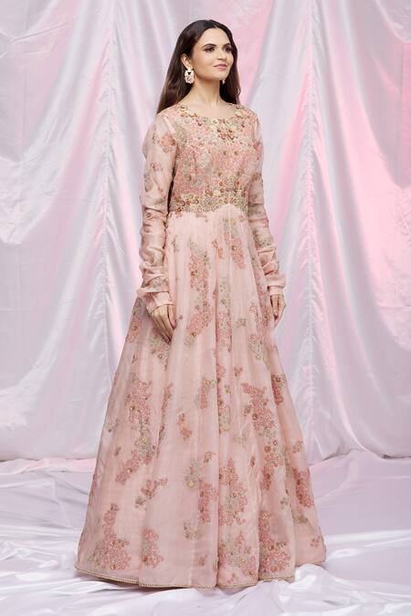 Buy Petticoat Lane By Divya Pink Organza, Net Floral Motifs Round Embroidered Anarkali With Dupatta Online at Aza Fashions Buy_Petticoat Lane By Divya_Pink Organza, Net Floral Motifs Round Embroidered Anarkali With Dupatta _Online_at_Aza_Fashions