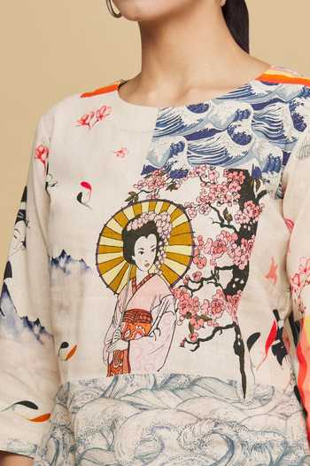 Shop_Nautanky_Multi Color Japanese Round Print Pant Set _Online_at_Aza_Fashions