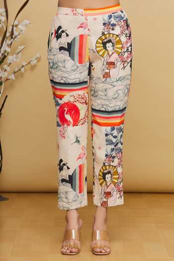 Nautanky_Multi Color Japanese Round Print Pant Set _at_Aza_Fashions